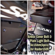 ⊙ ★ GR5 Titanium Airbox Cover,Plate light bolt for Raider150fi