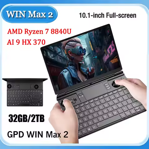 GPD 2025 WIN Max 2 32GB RAM 1TB 2TB SSD Hard Disk CPU AMD 8840U AI9 HX370 Processor Gaming Laptop Mi