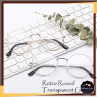[BC] Round Eye Glasses Trendy Style Casual Korean Retro for Women Men Frame Clear - Spek Mata Korea 