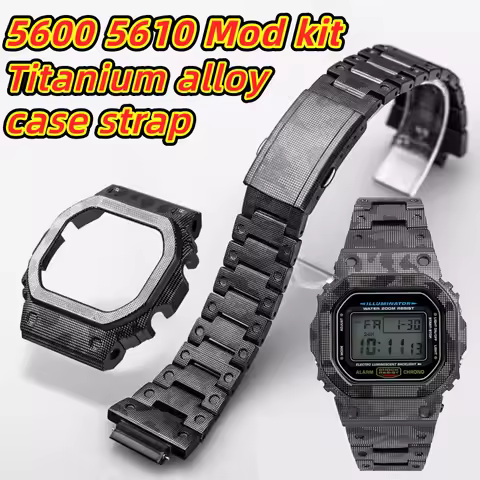 5600 5610 Mod kit For Casio DW-5600 GW-M5610 Titanium alloy case+strap DW5600 Stainless steel metal 