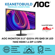 AOC MONITOR 31.5" INCH Q32V4 IPS QHD 2K LED 75HZ HDMI 1.4 DP 1.2 SPK