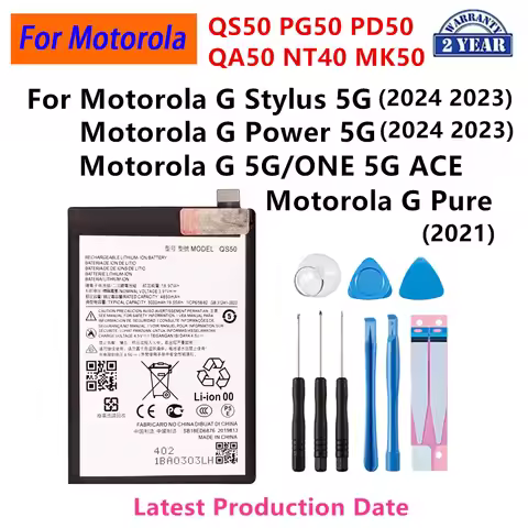 Battery QS50 NT40 QA50 PG50 MK50 PD50 For Motorola MOTO G Stylus/ G Pure/ Power 5G 2023 2024 /G 5G O
