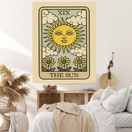 150*200cm Retro Cat Tapestry Sun Moon Cat Tarot Hanging Cloth insBackground fabric Bedroom Decorativ
