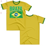 Brazil T Shirt, Brazil Tshirt, Ringer Gold Green Brazil Supporters Shirt, Mens T-Shirt Fan Gifts‌