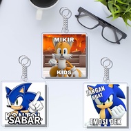 GANTUNGAN MEME Sonic Keychain | Sonic MEME UV Printed Keychain 2 Sides on 3MM Acrylic Frame | Gifts 