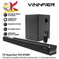 VINNFIER HYPERBAR 505 BTRW WIRELESS SOUNDBAR SPEAKER WITH WIRELESS SUBWOOFER 2.1 / REMOTE/ KARAOKE S
