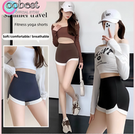 oobest Summer Thin Yoga Shorts Gym Sports Shark Pants Non Rolled Edge Leggings Safety Trousers Hip L