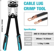DURATECH Battery Cable Lug Crimping Tool With Wire Cutter-Wire Crimper Tools-AWG 10 8 6 4 2 1/0-Batt