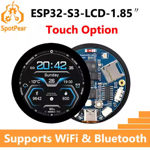 Waveshare ESP32-S3 1.85inch Touch LCD Option ESP32 with 1.85 inch IPS Display 360Γ360 Supports WiFi