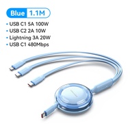 Vention 3 in 1 Type C PD 100W Retractable Charging Cable Data 5A 100W USB C Cord for iPhone 16 pro m