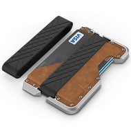 RFID Metal Wallet with Leather Cover Ridge US Popular Money Clip Aluminium Card Holder Special Colle