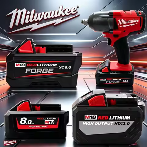 Milwaukee M18 High-Output Forge Battery 6/8/12Ah, rugged forged construction withstands drops, shock