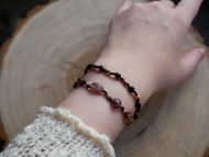 ~森蔓系列~極光水晶 l 黑瑪瑙 l 蠟線 l 手環  l 訂製款 D12