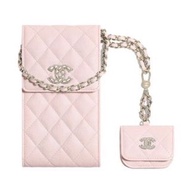 Chanel 22S Phone Bag &amp; Airpods Pro Case🌸🔓櫻花粉水鑽CC logo 電話袋仔連耳機袋仔