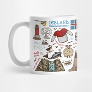 Iceland Symbols Travel Souvenir Glass - Iceland Travel Tea Mug
