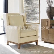 Imported Faux Leather Sofa American Style Single Genuine Leather Sofa Chair Villa Hotel Club Genuine