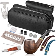 Scotte Tobacco Smoking Pipe,Leather Tobacco Pipe Pouch Pear Wood Pipe Accessories (Scraper/Stand/Fil