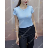 SPT3293 -S-XL M'SIA Ready Stock Plain Basic T-Shirt Cotton T-Shirt Short Sleeve T-shirt 实拍自产高品质罗纹棉纯色