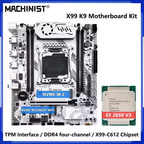 MACHINIST X99 K9 Motherboard Combo with Intel Xeon E5 2650 V3/2660 V3/2670 V3 CPU LGA2011-3 C612 Chi