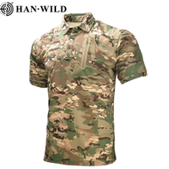 เสื้อยืดแห้งเร็วแขนสั้นลายพรางสำหรับผู้ชายเสื้อเชิ้ตแขนยาวรบลายพรางกลางแจ้งทหารกองทัพเสื้อล่าสัตว์