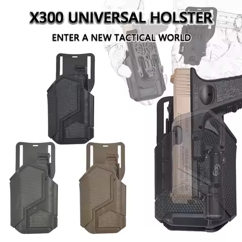 Tactical G17 Pistol Holster With Surefire X300 Flashlight Airsoft Universal CZ P07 G19 Lightweight-B