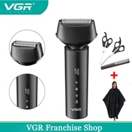 VGR เครื่องโกนหนวดไฟฟ้าเครา T Rimmer มีดโกนเครื่องโกนหนวดสำหรับผู้ชายกันน้ำ IPX7ไฟฟ้าแบบชาร์จเคราเคร