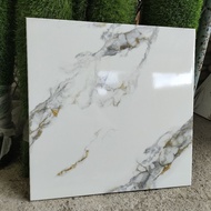 GREY GOLD GLOSSY MARBLE FLOOR CERAMIC 50X50 WHITE IKAD MARBLE MOTIF - 50X50 GLOSSY FLOOR CERAMIC