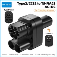 evsow CCS2 to Tesla AC+DC Adapter Fit for Tesla Model 3/X/Y Made in USA CCS2 Combo Adapter Support C