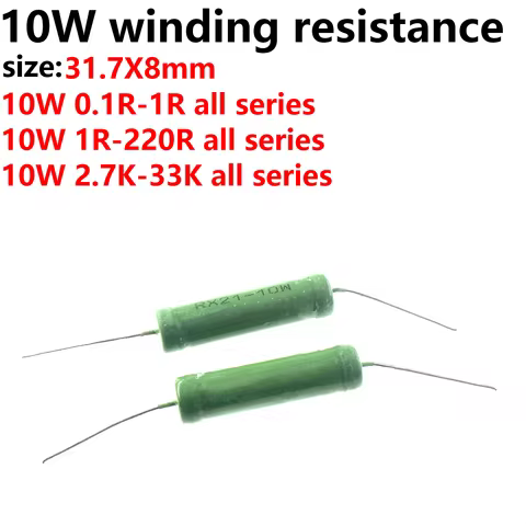 10PCS Winding resistor Green resistance 0.1R 0.22R 0.33R 0.47R 1R 2.2R 3.3R 10R 22R 47R 100R 220R 1K