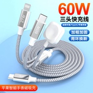 USB Type C Magnetic Absorption Watch Wireless Charger Three-In-One PD Fast Charging Cable for Apple