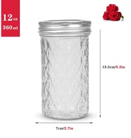 ปากกว้างกระปุกแก้ว พร้อมฝาปิด ขนาด 300/360/480ml (Glass jar). กระปุกแก้วพร้อมฝา ขวดแก้ว ขวดใส่แยม โหลแก้วน่ารักๆ