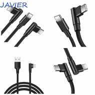 JAVIER PD 60W Quick Charger Cord, Elbow 90 Degrees 90 Degrees Type C Cable, Fast Charging Cable Nylo