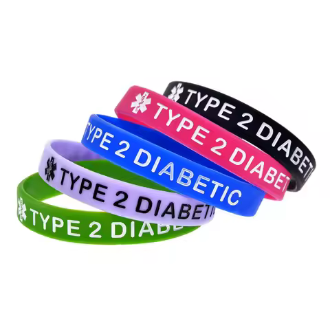 Fashion TYPE 2 DIABETIC Bracelet Soft Silicone Bracelet With Type 2 Diabetes Medical Warning Bracele