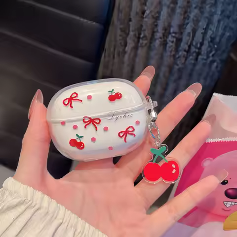 Redmi Buds 5 Pro Case Cartoon Cherry Bow Clear Wireless Headset Soft Cover For Xiaomi Redmi Buds Bud
