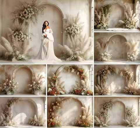 Mehofond Photography Background Boho Pampa Floral Arch Adult Birthday Wedding Maternity Art Portrait