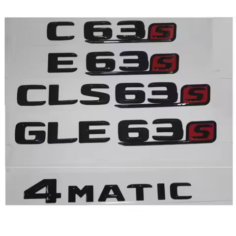 Brilliant Shiny Gloss Black Trunk Fender Letters Number Emblems Badges for Mercedes Benz C63 E63 CLS