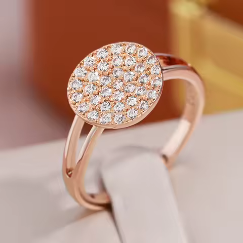 JULYDREAM Full Sparkling White Zircon Round Geometric Finger Rings for Women Wedding Accessories 585