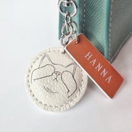 皮革悠遊卡掛飾 | 白色牛皮 | 客製化姓名掛牌