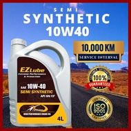 Ezlube 10w40 4L Semi Synthetic SN Engine Oil Car Lubricant Minyak Hitam Kereta (Free Sticker) (Limited Time Promotion)