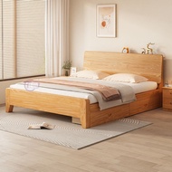 {SG Sales}Solid Wood Bed Double Bed Master Bedroom 1.8 M Bed Frame Modern Simple Single Bed 1.2 M Bed Solid Wood 1.5 M Bed Bed Frame with Drawer Mattress Bed Single/Queen/King Bed
