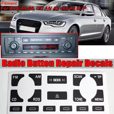 For Audi A4 B6 B7/ A6/ A2 A3 Car AS/TP Multimedia Radio 8L/P Fix Ugly Button Worn Peeling Button Rep