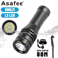 Asafee 800LM DM008 Ultra Bright MINI L2 LED Scuba Diving Flashlight Rotary Switch uses14500 Battery 