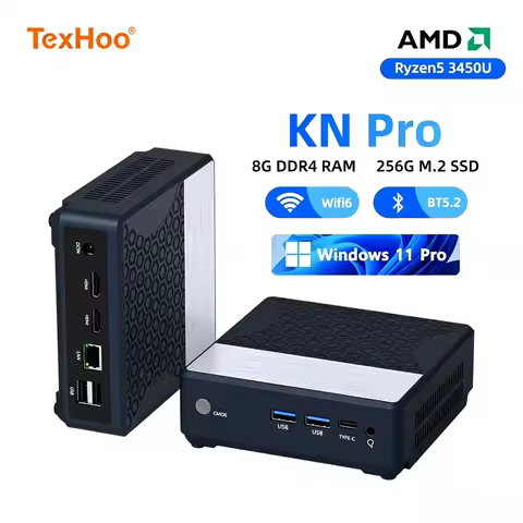 TexHoo MINI PC AMD Ryzen5 3450U 16G DDR4 2400Mhz 256G/512G SSD Desktop Mini Office Computers WIFI5 B