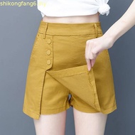 Casual shorts women's high-waisted skirt pants Kor休闲短裤女高腰裙裤韩版百搭阔腿裤显瘦a字裤裙假两件套kaoxiao.my9.2