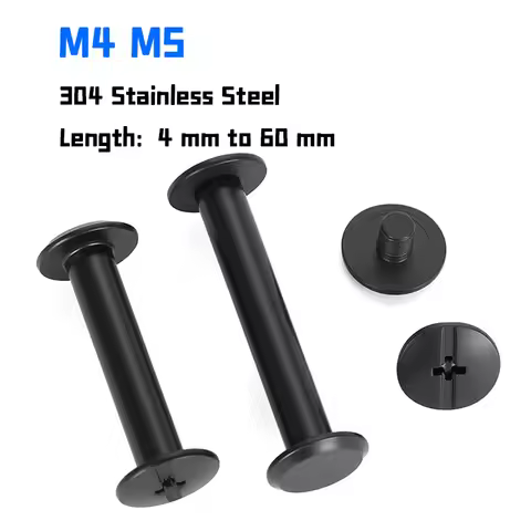 M4 M5 304 Stainless Steel Black Plated Account Books Screw Snap Rivet Chicago Screws Book Butt Bindi