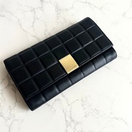 古董包 Chanel黑金冰格牛皮皮革長夾 錢包 皮夾 中古二手銀包