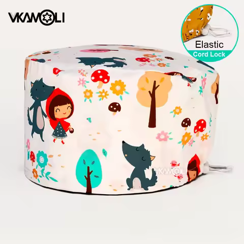 Adjustable Buckle Unisex Hair Hats Adjustable Doctor Working Nurse Scrub Caps Hospital Cotton Print 