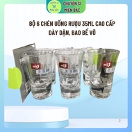 Set of 6 premium 35ml wine cups, thick, easy-to-use high-quality glass wine cups