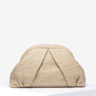 SIA Women Vintage Minimalist Faux Woven Crochet Boho Style Seashell Angora Rivet Decor Large Capacit