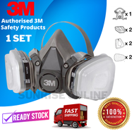 (ORIGINAL) 3M 6200 Half Facepiece Reusable Respirator + 6051 A1 + 5925 N95 Filter + 501 Gas Mask 320
